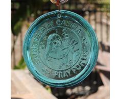 Saint Rita gepresst Glas Suncatcher, glas, aqua