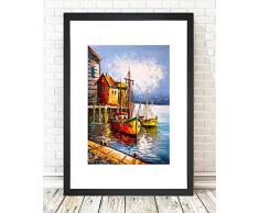 Bonamaison dekorativ 100% Mdf Malerei für Startseite,Gemälde für Wohnzimmer, Kunstdruck für Küche, Gerahmte Bilder für Schlafzimmer 24X29 Cm, 1 Stück - Hergestellt in der Türkei