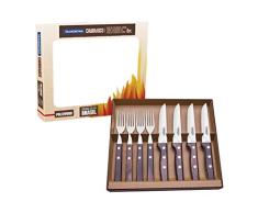 Tramontina 29899/297 Gaucho Steakbesteck, Set 8-teilig, Edelstahl AISI 420, brauner Echtholzgriff