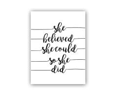 Chsdec Inspirational Lettering Zitate Kunst & Bilder Set von 1 Druckpostern 30,5 x 40,6 cm ungerahmt - Schwarz und Weiß Motivation Worte Wanddruck, tolles Geschenk für Büro Kinderzimmer Klassenzimmer Dekor