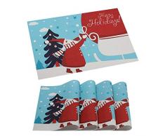 Candumy Tischsets für Küchentisch mit Hitzeflecken, rutschfest, abwaschbar, 4 Stück Weihnachten Placemats Set of 4 Chrismats-blau1