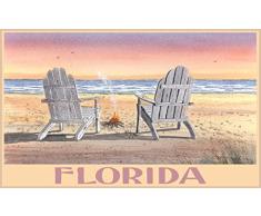 Northwest Art Mall ba-3753 ACB Florida Adirondack Stühle Beach 27,9 x 43,2 cm Print von Künstler Dave bartholet