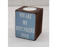 N/A NA Teelichthalter aus Holz, dekorativer Kerzenhalter für Zuhause, romantischer Kerzenhalter Best Friend
