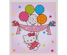 Vervaco 5413480782932 Hello Kitty & Luftballons Diamanten Malerei, acrylic, mehrfarbig, ca. 37 x 44 cm