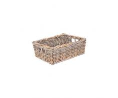Red Hamper Extra großer Flacher Kubu Grauer rechteckiger Korb aus Rattan