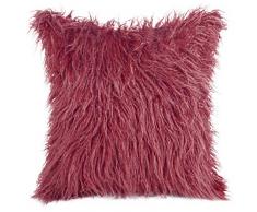Eurofirany Kissenhülle Kissenbezug Couchkissen Sofakissen Bettkissen Zimmerdekoration Elegant Edel Exklusiv Fellimitat Flauschig Wuschelig, Bordeaux, 45x45cm, 2