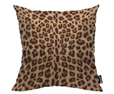 Mugod Kissenbezug, Tiermuster, Leopardenmuster, Wildtier-Optik, Naturbraun, Baumwollleinenkissenbezug für Herren, Damen, Sofa, Sessel, Schlafzimmer, Wohnzimmer, 45,7 x 45,7 cm
