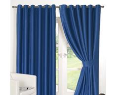 Dreamscene Luxuriöse Blackout Vorhang mit Ösen, Polyester, blau, 90 x 274 cm