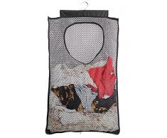 ALYER Mesh Wäschesammler, Faltbar Hängende Aufbewahrung Korb, Tragbar platzsparend Aufbewahrungstasche Schwarz