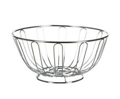 Levivo Obstkorb, stilvoller Fruchtkorb aus verchromtem Metall, ideal für Obst, Gemüse oder als Dekoration, rund, Durchmesser ca. 24 cm