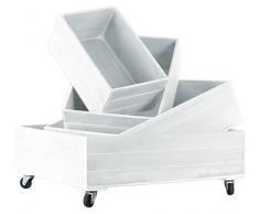 Urban Trends Holz Tablett mit Rädern, rechteckig