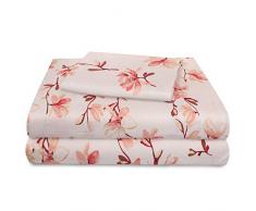 SUN WASHED Sonnenwaschbar, 100% Baumwolle, 170 g/m², Flanell, superweich, warm und flauschig, 4-teiliges Bettwäsche, bis zu 40,6 cm Tiefe Tasche. Twin Farnprint