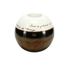 Pavilion Gift Company Teelichthalter mit einzigartiger reflektierender Glasur und Aufschrift Patient Love is Kind It Bears Hopes Endures All Things, 11,4 cm, cremefarben