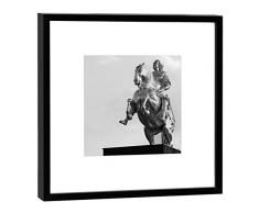 COGNOSCO Fotografie im Holzrahmen: August der Starke Goldener Reiter Fotodruck-Format 27 x 27 cm-Rahmenfarbe schwarz-Hochwertiges Wandbild, Geschenkidee oder Souvenir aus Dresden, Holz, Weiß, Rahmen