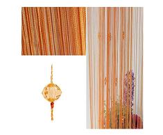 1 m x 2 m Fadenvorhang seltene flach Silber Band Gewinde Fransen Fenster Panel Raumteiler Cute Streifen Quaste für Hochzeit kaffee Haus Restaurant Teile, Orange, 1m * 2m
