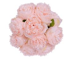 Lvydec Künstliche Blumen Pfingstrose Vintage – 2 Stück Seidenblumen Blumenstrauß 10 Köpfe Pfingstrose Fake Blumen für Hochzeit Zuhause Dekoration Rose