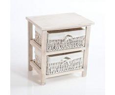 DiKasa Kommode Holz 2 Schubladen geflochtenen 37 x 26 x 39