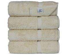 Chakir Turkish Linens Dobby Bordüre türkische Baumwolle Hotel & Spa Badetuch-Set von 4 Stück, beige, 4 Stück