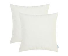 CaliTime Kissen Fällen 2 Pack Polster Überwurf Kissen Displayschutzfolie Muscheln für Couch Sofa Schlafzimmer Home Weihnachten Decor, Polyester-Mischgewebe, Elfenbeinfarben, 50 x 50 cm