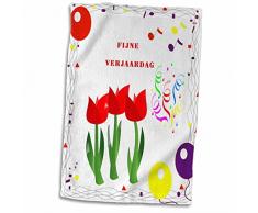 3dRose Handtuch mit Aufschrift „Happy Birthday in Dutch“ mit Luftballons und Konfetti, Mehrfarbig, 15 x 22-Inch
