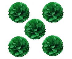 Wrapables Pompoms Party Dekorationen für Hochzeiten, Geburtstagsfeiern, Baby Duschen und Kinderzimmer Decor, Kelly Green, 20,3 cm, Set von 5