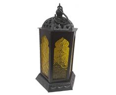 CraftnGifts Laterne im marokkanischen Stil, Kerzenlaterne, zum Aufhängen, Weihnachtsdekoration, Kerzenlaterne, Glas, Gelb