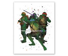 PGbureau Teenage Mutant Ninja Turtles Poster – Aquarell TMNT Art – Kinderzimmer Wanddekoration – Party Supplies Dekoration – Kinderzimmer Kunst – Geburtstag 8x10
