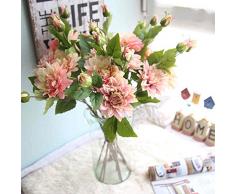 CQURE Künstliche Blumen, Kunstblumen, Seiden-Kunststoff, künstliche Kirschblüten, Brautstrauß für Zuhause, Garten, Party, Hochzeit, Dekoration, 6 Stück (Rot & Hellrosa) bunt