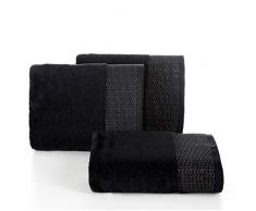 Eurofirany Handtuch Baumwolle Schwarz Silber Weich Metallische Naht Bordüre Set 6-er Pack Oeko-Tex, 50X90 cm, 3