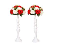 LANLONG 2 Stück 50 cm Höhe Metall Kerzenständer Kerzenständer Hochzeit Tafelaufsatz Event Road Blei Blumenregal (weiß x 2) 19.6 weiß