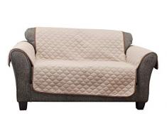 Quick Fit Reynold Loveseat Bezug aus Mikrofaser, wendbar, wasserabweisend, mit Taschen, Schokoladenbraun, Schokolade-Natur, Cover