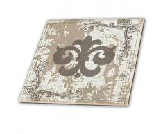 3dRose CT 78558 _ 4 grau Fleur de Lis auf Einer Grunge Background-Ceramic Kacheln, 30,5 cm