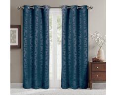 Virginia Tülle Blackout Weave geprägt Fenster Vorhang Panel, Paar/Set von 2 heraklithplatten, von Royal Hotel, Polyester, navy, 74X84 Pair