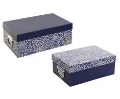 AR Set 2 Boxen mit Blumenmuster, 29 x 21 x 11 cm, Blau