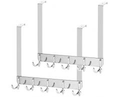 WEBI Kleiderhaken über der Tür Haken, Handtuchhalter, Türgarderobe über der Tür, Garderobe, 5 Haken zum Aufhängen von Kleidung, Handtüchern, Hüten, hinter der Tür Modern X-Large Chrome