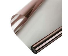 WochiTV Sichtschutzfolie, UV-Schutz, Einweg-Spiegelfolie, antistatische Glasfolien, Nicht klebend, für Zuhause und Büro 35.4 Inch x 32.8 Feet Silver-Brown