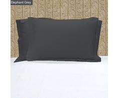 linen store 100% ägyptische Baumwolle 2 PC Kopfkissen ~ 400 Fadenzahl massives Muster, Baumwolle, Grau (Elephant Grey), 20 x 30