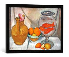Gerahmtes Bild von Paula Modersohn-Becker Stilleben mit Goldfischglas, Kunstdruck im hochwertigen handgefertigten Bilder-Rahmen, 60x40 cm, Schwarz matt