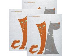 SWEDEdishcloths Hunde/Katzen Freunde Set von 3 je Schwedische Abwaschtücher | Umweltfreundlich saugfähig Reinigungstuch | Wiederverwendbar Reinigungstücher | Schwedische Spültücher von