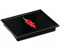 Premier Housewares Knietablett Flaming Chilli 44x31 cm, Baumwolle, MDF, schwarz, 34x44x6
