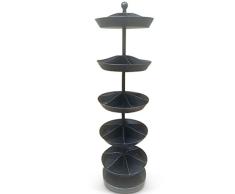 K&K Interiors 14870A-BK Tablett, rund, Metall, 5 Ebenen, 137 cm, Schwarz