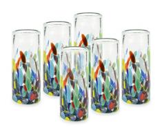 mexart Kunsthandwerk Hand Blown Konfetti Festival recyceltem Glas Shots Gläser, 2 oz Classic (Set von 6)