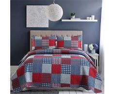 Jessy Home Quilts Bettwäsche-Set, für Queen-Size, kariert, Patchwork, wendbar, 3 Stück, 1 Decke, 2 Kissenbezüge King Patchwork Quilt