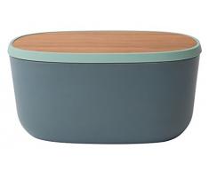 Berghoff Leo Brotkasten mit Schneidebrett aus Bambus, Blau, 31,5 x 21,5 x 31,5 cm