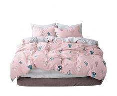 FenDie Baumwolle Tröster Betten Sets Sommer Urlaub Thema Bettbezug Navy Blau 3 Stück Ananas Print wendbar Muster für Decor, Baumwolle, Cactus-p, Full/Queen(1 Duvet Cover + 2 Pillow Shams)