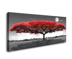 youkiswall art Wandbild mit roten Bäumen für Wohnzimmer, Dekoration, Wald, Leinwanddruck, Gemälde für Wand und Heimdekoration, Büro, Geschenke, Kunst, fertig zum Aufhängen