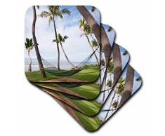3dRose CST_89189_3 Hängematte unter hawaiianischen Palmen, Maui, Hawaii-Us10 Jgs0038-Jim Goldstein-Keramikfliesen-Untersetzer, 4er-Set