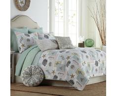hnnsi 3 Stück Baumwolle Bettwäsche/Quilt Sets Queen Größe, Druck Tröster Tagesdecke Sets, bequem Sommer Betten Sets, baumwolle, Light Ocean, Queen