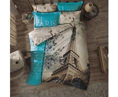LaModaHome Twin Betten Set Navy Blau mit Plaid Bettbezug, 100% Baumwolle Satin Stoff, gestreift kariert Muster Modern Classic Design, 3 Stück, Rot weiß, Textil, Multi 11, Queen