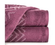 Eurofirany Handtuch Baumwolle Viskose Rosa Zick Zack Muster Bordüre Set 3-er Pack Oeko-Tex, 70X140 cm, 3